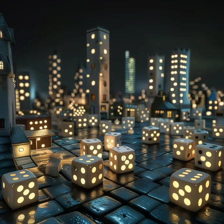 dice city ââat night<lora:dice:1>