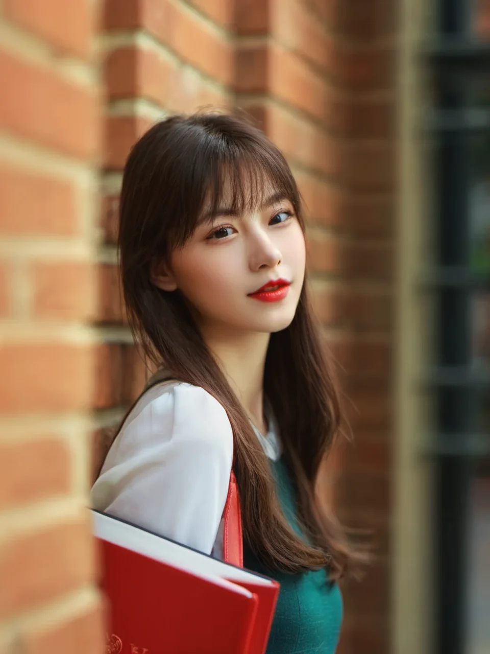 depth_of_field, motion_blur, focused, building, brick_wall, 1girl, bokeh, 3d, photo_background, chromatic_aberration, lips, photorealistic <lora:sysuv9:0.7>