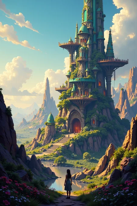 a sci-fi world with futuristic architecture beautiful anime landscape, early morning, woman, very intricate, very detailed, sharp, bright, colorful, <lora:Hand v2:0.5> <lora:Anti-Blur:1><lora:Insane Detail Slider:0.25>  <lora:flux.1_lora_flyway_Epic-detail_v2:0.3> <lora:fluxenhancer:0.25> <lora:ROWER:0.6> <lora:flux-charmer-v1-1:0.4> <lora:Anime art - Variant 2:1>
