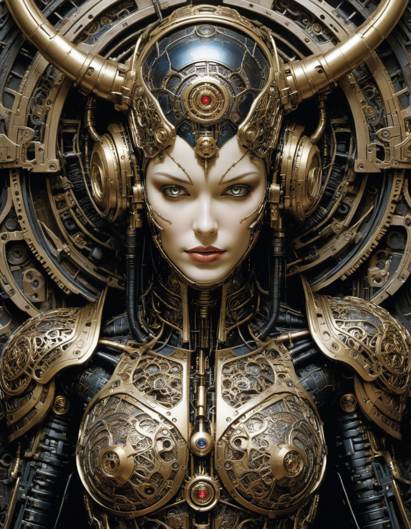 by william Stout,  (filigreed , marvel comic style but extremely beautiful:1.4), (intricate details, masterpiece, best quality:1.4) ,
Biomechanical cyberpunk, cybernetics, human-machine fusion, dystopian, organic meets artificial, dark, intricate, , looking at viewer
<lora:add-detail-xl:1> <lora:xl_more_art-full_v1:0.5> <lora:looking_at_viewer:2>