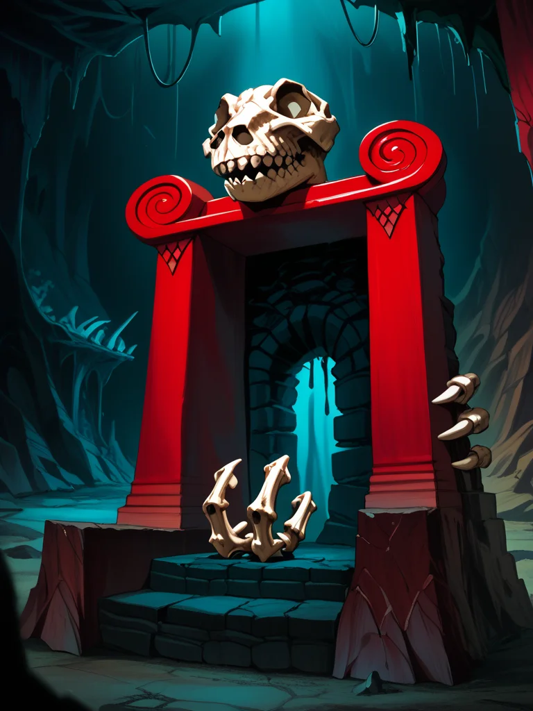 score_9, score_8_up, score_7_up, <lora:10_motu_slime_pit:1> sl1m3 p1t, red pillars, cavern, dark, dino bone