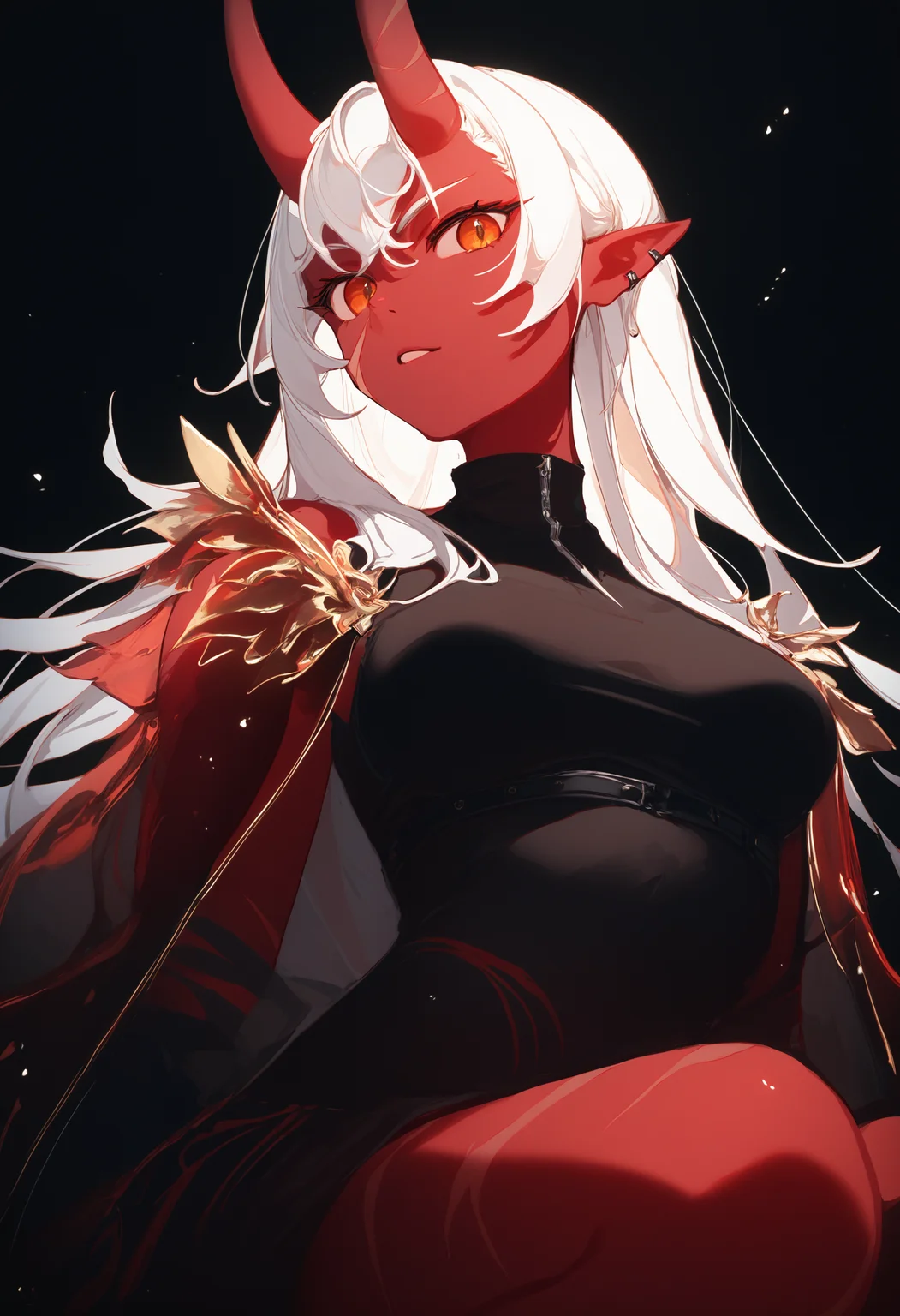 akumi \(yoclesh\), red oni, red skin, colored skin, 1girl, scar on horns, scar, breasts, pointy ears, black background, atmospheric perspective,
looking at viewer,
score_9, score_8_up, score_7_up, extremely detailed, masterpiece, best quality, very aesthetic, absurdres
<lora:oni_girl_concepts_v2:1>