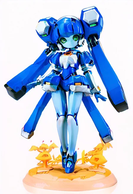 masterpiece, score_9, score_8_up, score_7_up, EasyNegative_v2,
(best quality:1.1),ultra-detailed, high resolution, super detailed skin, beautiful detailed eyes, nsfw, Brightly Lit, Highly Visible, 8k, sharp focus, beautiful, perfect lighting, beautiful eyes, anatomically correct, anatomically correct face, extremely detailed eyes, smooth edges, beautiful face, symmetrical eyes, symmetrical face,
(standing, Full-body view:1.2),
1girl, cute girl, blazermate, (robot girl, android:1.3), (roaot eyes, green eyes, blue hair, twin tails, no mouth:1.2), (colored skin, robot skin, white skin, blue skin, robot joints:1.5),
(simple background, white background:1.2), (solo focus:1.5),
(looking at viewer:1.5), (figurine:1.5),