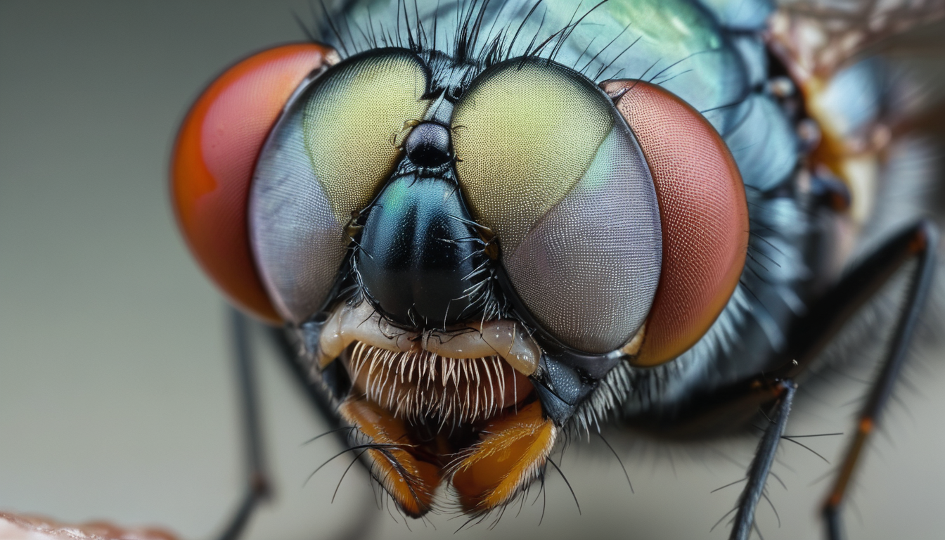 Close up photograph of a flies eye, very detailed