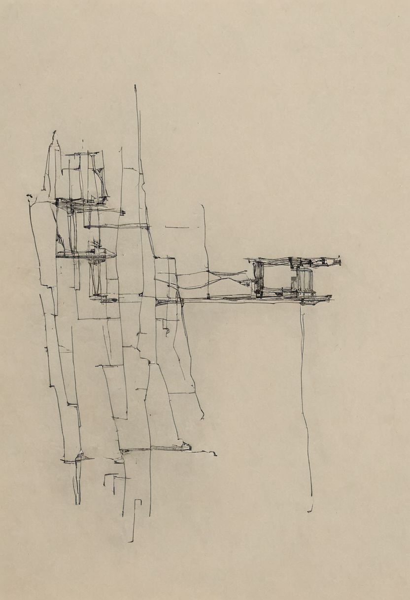 a professional hand sketch of architecture,
(POV view , DOF, first people view from the entrance, low angle shot:1.4),
(Ancient civilization, Alien Prometheus movie scene, dune movie scene:1.5), (The colonial city of the future, in the mist-filled Grand Canyon, on an unknown Earth-like planet, 2 moon on sky, Spaceship flight connects colonies, waterfulls:1.3), (Machu Picchu, a mountain settlement, incredibly spectacular:1.2), (Mario Botta:1.3), (avant-garde, future, reality, science fiction, photorealistic), (modern architecture:1.2), White limestone with black granite, fountain, waterfall, landmark, square, path, narrow street,
(Large Files, Ultra Realistic, 8K, 16k, FHD, HD, VFX, Perfect, Photography, composition, Architecture Sales Photography, Architecture Competition, Ultra High Resolution, Cinematography, High Resolution Image:1.1), (dramatic lighting, direct sunlight, ray tracing, clear shadow:1.2),  (real landscape:1.1), (blurred background:1.0), (urban background, more_details) ,
great lighting, extremely detailed, hillscastel, Neo Classic, Architecture sketch