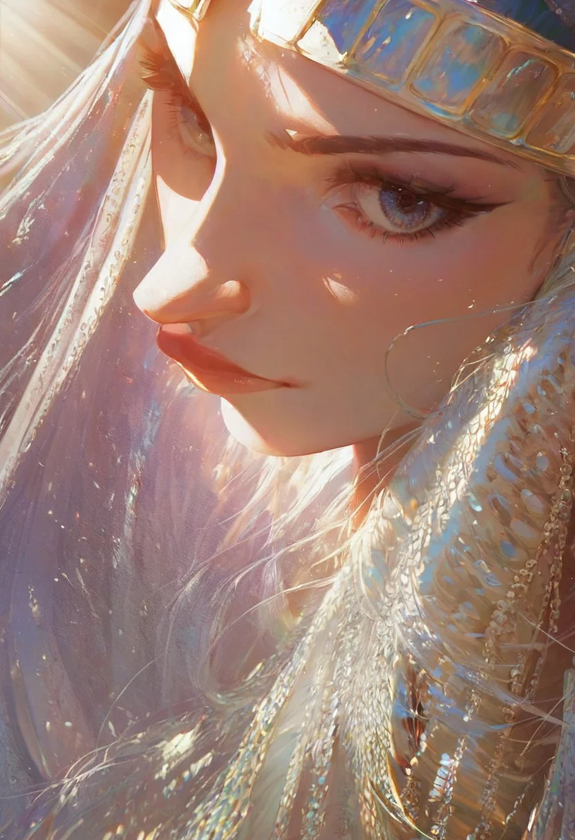 score_9, score_8_up, score_7_up, Cleopatra, close up, sunlight, cinematic, euphoria