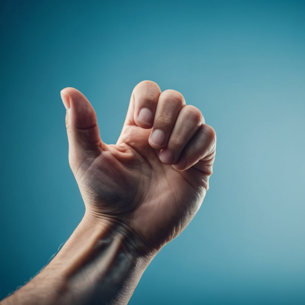 cinematic film still of <lora:Perfect Hands:1.2>
a five fingers hand with a fist gesture on a blue background  Perfect Hands, shallow depth of field, vignette, highly detailed, high budget, bokeh, cinemascope, moody, epic, gorgeous, film grain, grainy