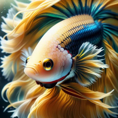 betta fish, sharp focus, kinophoto lens, Ultra-realistic production cinematic character render, ultra high quality, ultra-thin textures, golden ratio, portrait photography, cinematography, soft bokeh, Ultra-realistic rendering. 32k UHD, HDR,