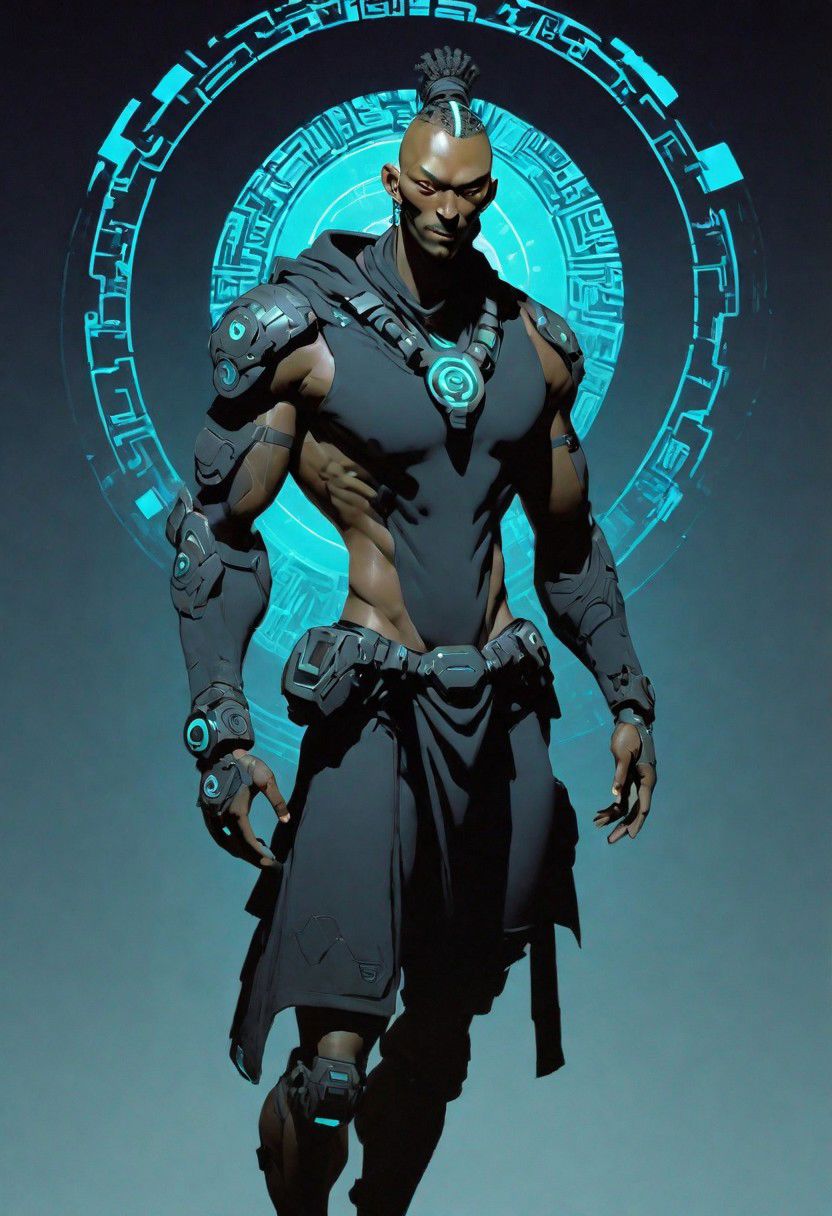 ASCIIStylized, shadowrun_character, masculine, high-tech lowlife