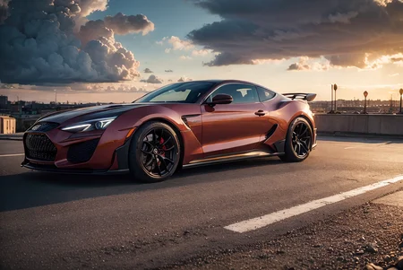 A realistic illustration of a futuristic luxury sport s car in paris, france. Night time and windy weather. Ultra detailed, 8K, HDR, Octane Render, Redshift, Unreal Engine 5. Professionally color graded, atmosphere, amazing depth, rich colors, powerful imagery, psychedelic overtones, 4K, 8K.