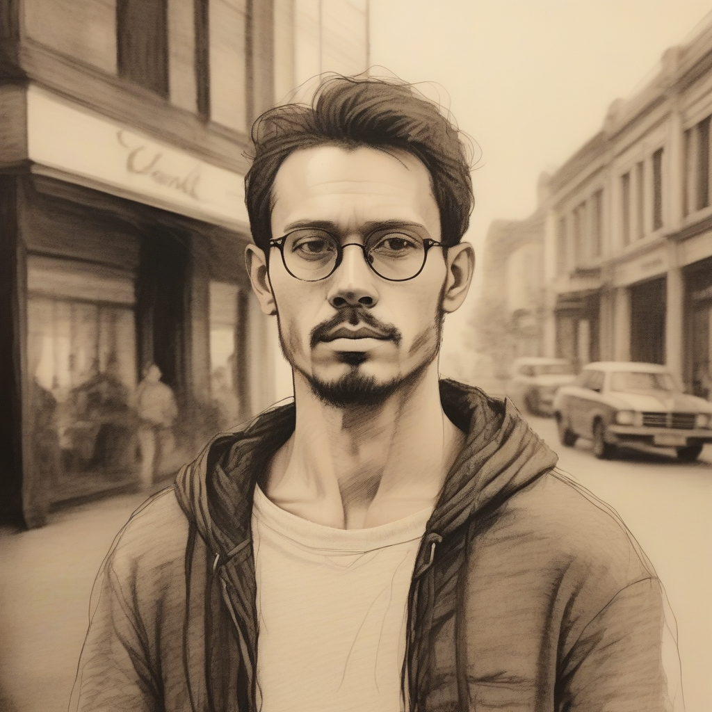a portrait of a man, casual wear, street, <lora:VintagePunk:1>