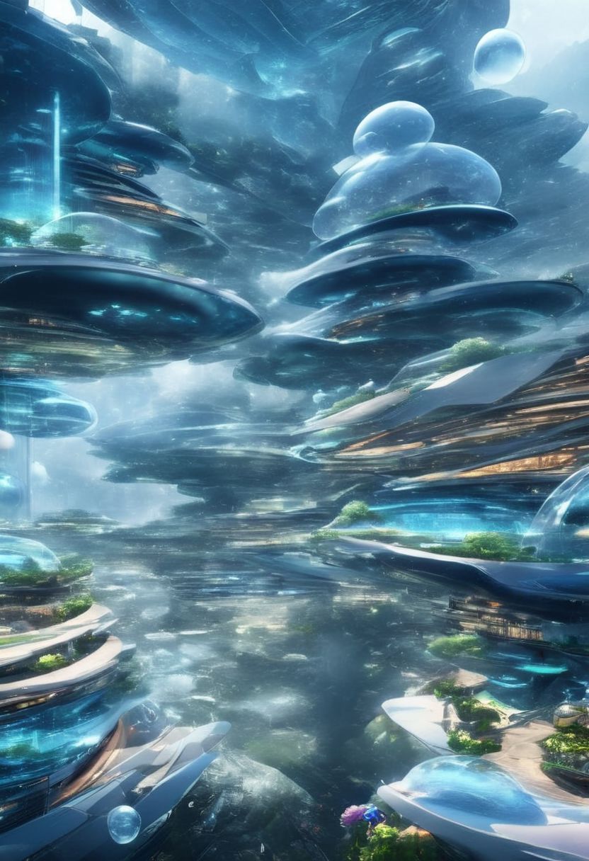 A new type of flying ship for sightseeing in the city of the future, 
Residents live in a sizable number of glass bubble capsules,
The alien colonial cities of the future look like towering ant nests built in Halong Bay filled with fog, glass dome, communications spire landmark, aircraft terminal, aerial mass transportation,
((The steel tower in the imperial capital of Star Wars, the Rubik's Cube and Golden Tower of the corporate headquarters in Blade Runner, The floating kingdom of Hayao Miyazaki's Castle in the Sky, the catacombs of Paris are full of skulls, Famous British architect Dream Detective)),
(futuristic:1.2), a huge military factory made of steel, glass, fog, sun, in the clouds, , futuristic military planes, moody tones, 
(real landscape:1.1), (blurred background:1.0), [buildings|trees|Crowd|buildings|trees|Crowd|buildings|trees|vehicle|Crowd:0.7], (background, more_details:0.3) 
great lighting, stacked, vertical, Neo Classic, futuresurban