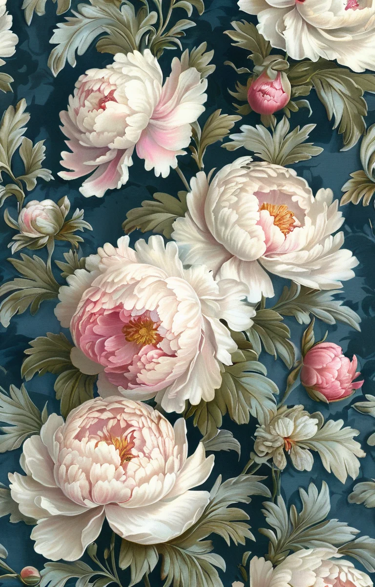 masterpiece,best quality,<lora:tbh356-sdxl:0.6>,illustration,style of patten of Rococo decaying peonies