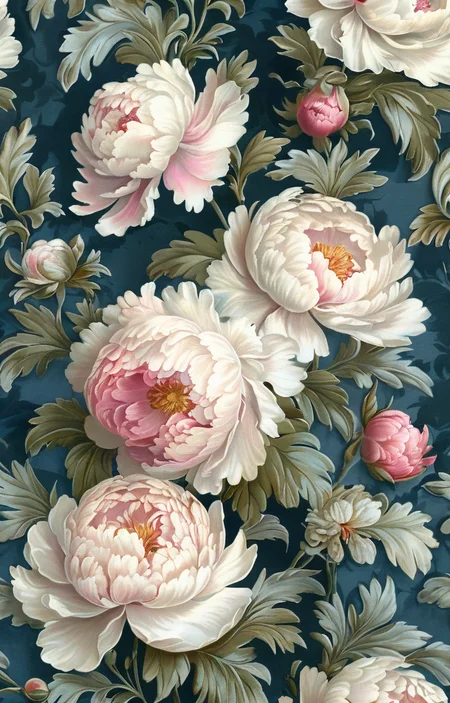 masterpiece,best quality,<lora:tbh356-sdxl:0.6>,illustration,style of patten of Rococo decaying peonies