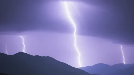 yamer_lightning, realistic, storm, 8k, Greek goddess of storms, mountains, rain, lightning, vaporwave, vaporwave background, trovao, <lora:Lightning:1>