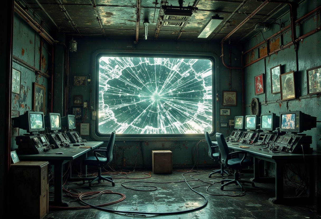 A dimly lit SCP containment chamber, its cold metal walls enclosing a cracked mirror in a black frame. The fractures pulse subtly, shifting in unnatural patterns, as if alive. Monitors, measurement devices, and system units flicker with glitching data, linked by tangled thick cables sprawled across the metallic floor. Some screens display distorted landscapes and cryptic symbols, others spike erratically, detecting something unknown.
The mirror’s surface is deep and infinite, reflecting glimpses of fractured realities—shadowy figures moving in voids, warped structures, impossible geometry. Occasionally, glitch-like distortions ripple through the air, momentarily warping reflections into incomprehensible visions. Some unknown presence lurks beyond the glass, watching but never fully seen.
A dim, unnatural glow pulses as monitors flicker with redacted SCP logs and indecipherable code. The deeper one stares into the mirror, the more realities twist and converge, forming a labyrinth of alternate existences. Faint, unintelligible whispers echo, repeating fragments of lost messages from beyond.
A VHS-horror, glitch-art, and SCP Foundation aesthetic, with grainy textures, chromatic aberrations, and digital artifacts, as if captured from classified SCP surveillance footage,(ne0nfant4sy, In the style of ff-td,80s vintage pulp sci-fi magazine cover,USCIFI)
