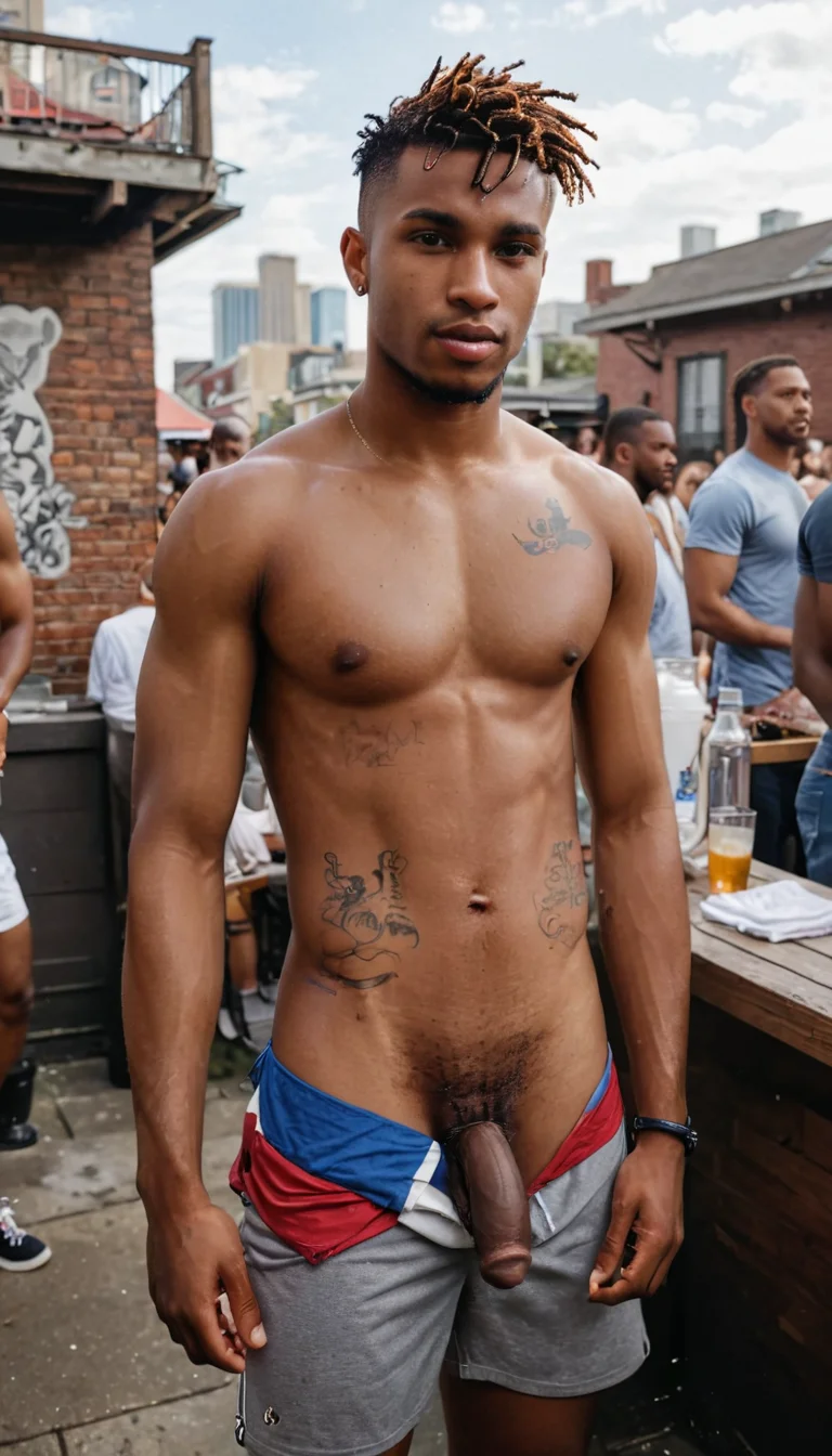 (masterpiece), (best quality), (ultra-detailed), goofyjamal big black penis bbc pulled out while looking at viewer, bbc, short hair, shirt, black hair, big black cock pulled out of shorts, 1boy, navel, closed mouth, underwear, nipples, jacket, male focus, multiple boys, open clothes, penis, solo focus, pants, dark skin, vest, pubic hair, tattoo, muscular, facial hair, clothes pull, erection, abs, dark-skinned male, pectorals, muscular male, male pubic hair, bara, large pectorals, realistic, male underwear, undercut, chest tattoo, flaccid, stomach tattoo, illustration, disheveled hair, detailed eyes, perfect composition, moist skin, intricate details, earrings, by wlop, goofyjamal big black penis bbc pulled out while looking at viewer, bbc, short hair, shirt, black hair, big black cock pulled out of shorts, 1boy, navel, closed mouth, underwear, nipples, jacket, male focus, multiple boys, open clothes, penis, solo focus, pants, dark skin, vest, pubic hair, tattoo, muscular, facial hair, clothes pull, erection, abs, dark-skinned male, pectorals, muscular male, male pubic hair, bara, large pectorals, realistic, male underwear, undercut, chest tattoo, flaccid, stomach tattoo, elegant, sharp detail, detailed, very intricate, cinematic, bright background, stunning, highly