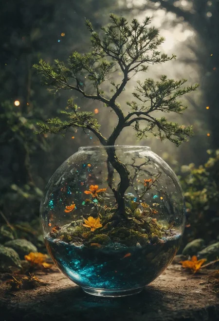 macro photo, macro, super close,What if there was a solar system inside a large glass vase emanating the bright colors of the galaxy and a incredible tree full of stars around it came out of the vase?
Wide range of colors., Dramatic,Dynamic,Cinematic,Sharp details
Insane quality. Insane resolution. Insane details. Masterpiece. 32k resolution.
<lora:add-detail-xl:0.95> <lora:dvr-lnds-sdxl:0.3> dvr-lnds-sdxl <lora:MJ52:0.25> <lora:ral-apoctvisn-sdxl:0.3> ral-apoctvisn <lora:zavy-cntrst-sdxl:0.35> dark, chiaroscuro, low-key <lora:zavy-rmlght-sdxl:0.41> zavy-rmlght <lora:SDXLFaeTastic2400:0.225>