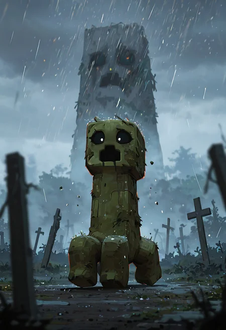 masterpiece, best quality, amazing quality, very aesthetic, absurdres, newest, , detailed background,
movie scene, cinematic scene, cinematic, foreground blur, depth of field,
crpr, no humans, full body, pokemon (creature), open mouth, black sclera, black mouth, green skin
graveyard, cemetery, gravestones, heavy rain, grey sky,, chaos, floating particles, no pupils,