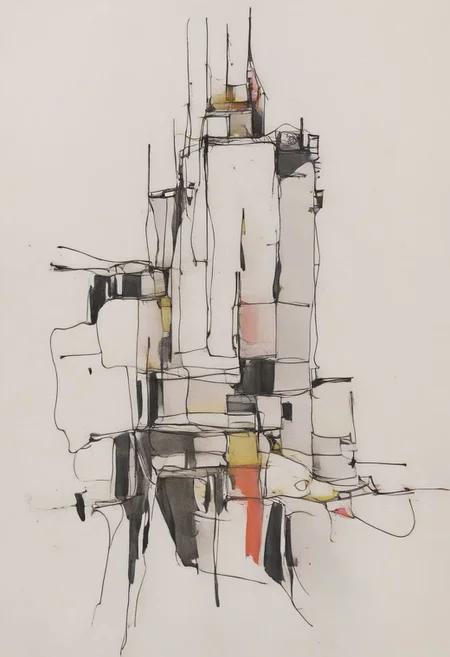 (abstract building painting, brutalist architecture, BROWN AND DARK GREY color palette, curve, circle, ellipse, core), AK, abstract, deconstruction, geometry, geometric composition,paint painting,harmonious colors, black frame,rectangle, tilt, flat painting, framex, horizontal, Constructivism, Fauvism,
