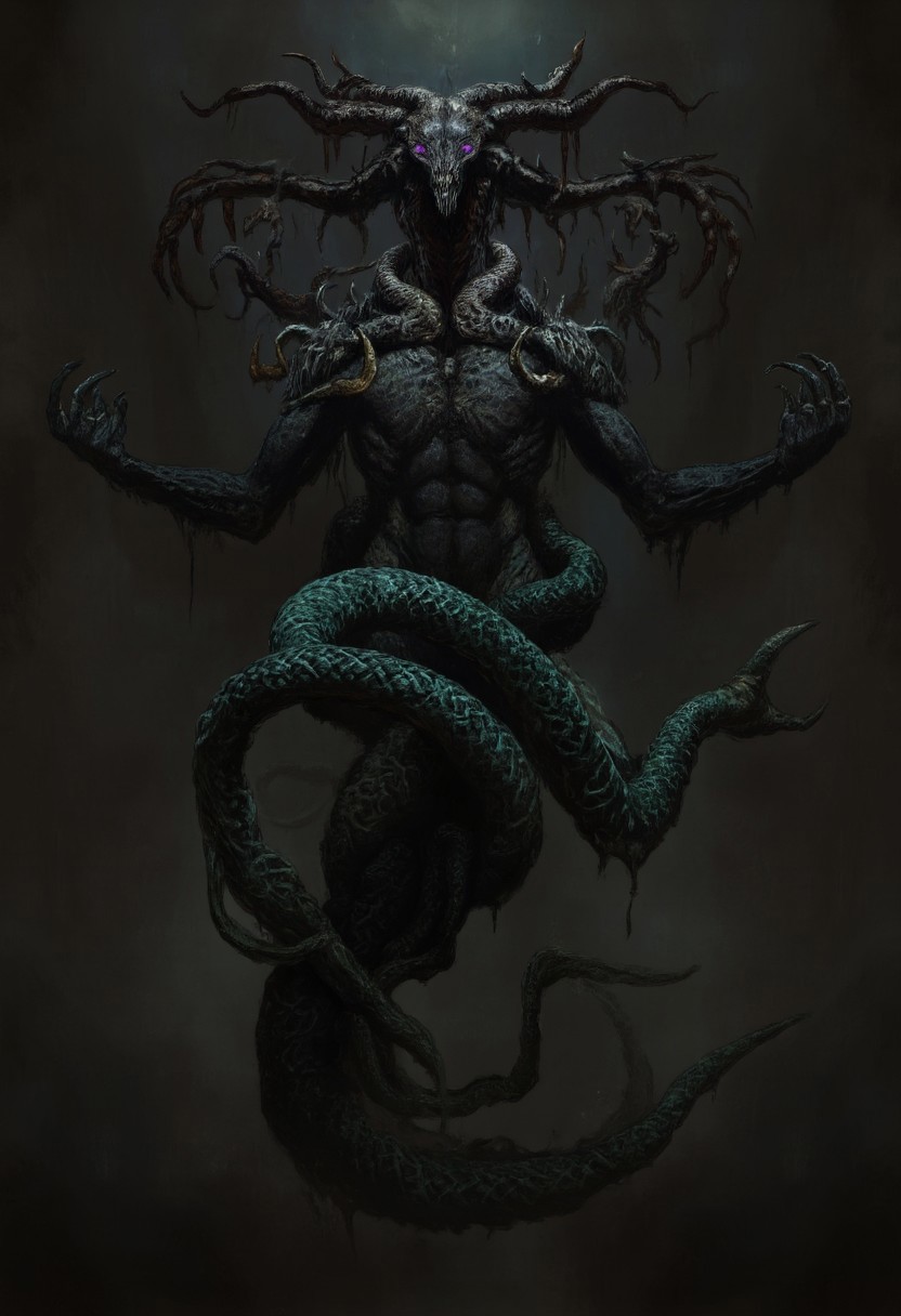first person pov, 3D01S, simple background atmospheric and powerful dark fantasy, natural organic and first person pov of a berserk style creature
Emerging from murky waters, the Stalker is a twisted, serpentine creature with a muscular, elongated body covered in dark emerald and black, mottled scales. Its sleek form tapers into a coiled, serpentine tail that moves silently beneath the surface. Sharp, jagged fins run along its back like deadly spines, adding to its lethal presence. The Stalker's upper body rises menacingly, humanoid yet grotesque, with a broad, muscular torso rippling with strength. Massive arms extend from its sides, ending in skeletal, webbed claws tipped with razor-sharp talons, designed to tear through prey with ease.
Its head is a monstrous blend of merman and reptile, with a wide, grinning maw filled with rows of needle-like teeth. Above its mouth, glowing violet eyes pierce the gloom, filled with cold malice. The head’s angular ridges give it an almost skull-like appearance, further enhanced by tendrils dangling from its chin. Its armored back drips with sickly slime, and its entire presence exudes primal danger, a predator honed for ambush and brutal assaults.
UHD letterboxed game trailer frame chromatic aberration dark atmosphere sharp masterpiece with a focus on the character, elden ring style, dark atmosphere, chromatic aberration