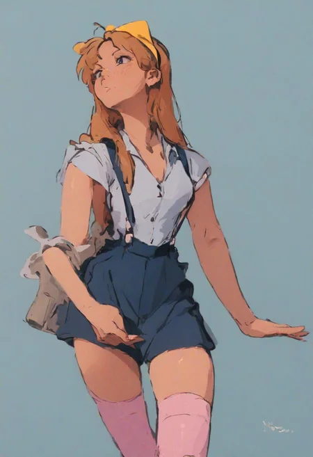 score_9, score_8_up, score_8, source_anime, rating_questionable,
30yo Alice from wonderland, classic pinup model, shorts, suspenders, shirtless, pink thigh high stockings, yellow headband, norman rockwell style, 90s4n1m3