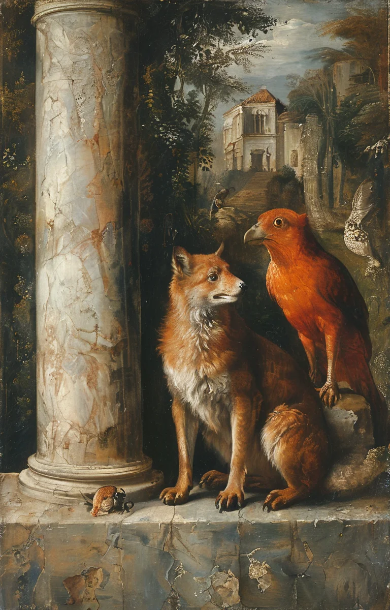 masterpiece,best quality,<lora:tbh195-sdxl:0.9>,illustration,style of Titian, animals