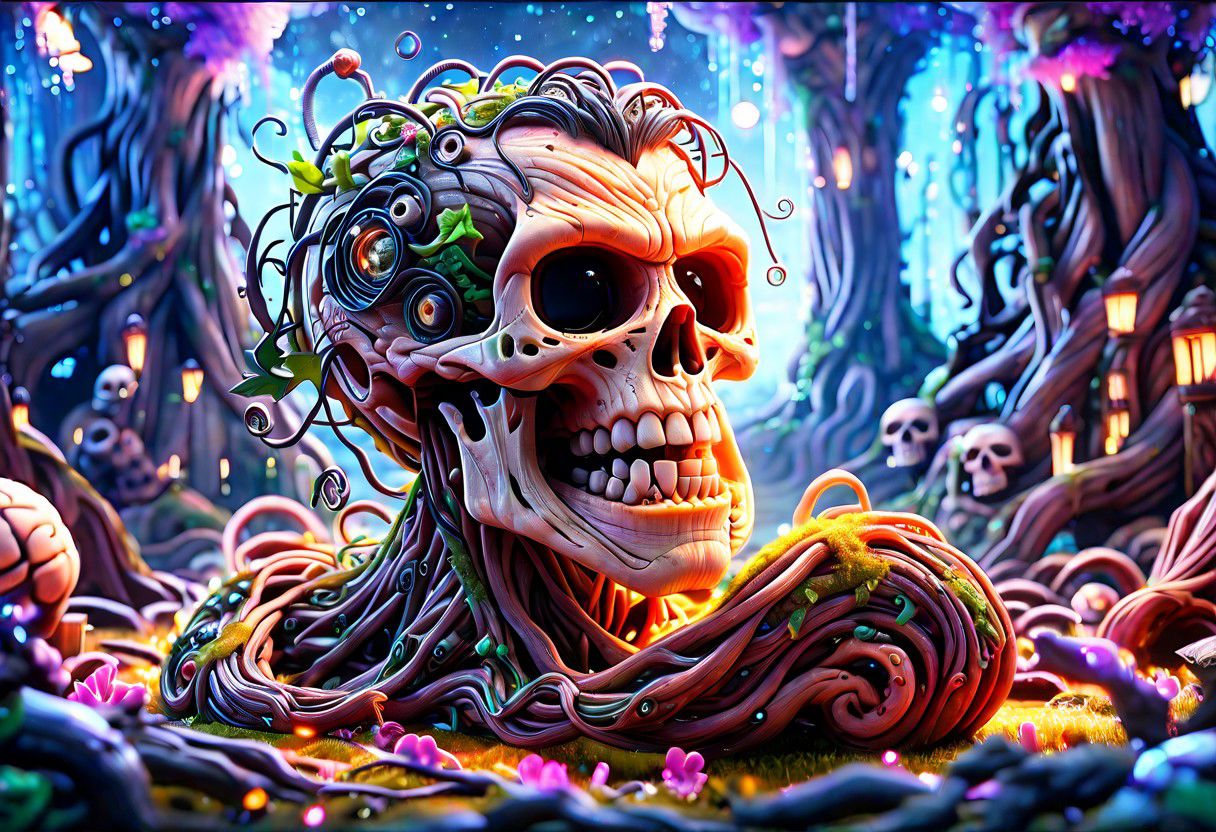 Lovely 3d old man with a smilecybernetic style Ultimate fusion of technology and allure, Cosmic Cyber Warrior. Embodying the creative genius of Jovana Rikalo, Brandon Woelfel, and Ross Tran, spectacular cosmic landscapes fraught with otherworldly conflict. Shimmering cables course beneath her translucent epidermis, connecting to powerful vertebrae that support a resplendent skull adorned with cascading neon undercut locks. Mysterious constellations twinkle ominously overhead, casting eerie shadows on the ground below. This masterpiece encapsulates the quintessential essence of science fiction, presenting a highly detailed exploration of extraterrestrial themes guaranteed to captivate audiences worldwide. . futuristic, technological, cybernetic enhancements, robotics, artificial intelligence themes,  8k picsmade of ral-mythfrst <lora:ral-mytfrst:1>