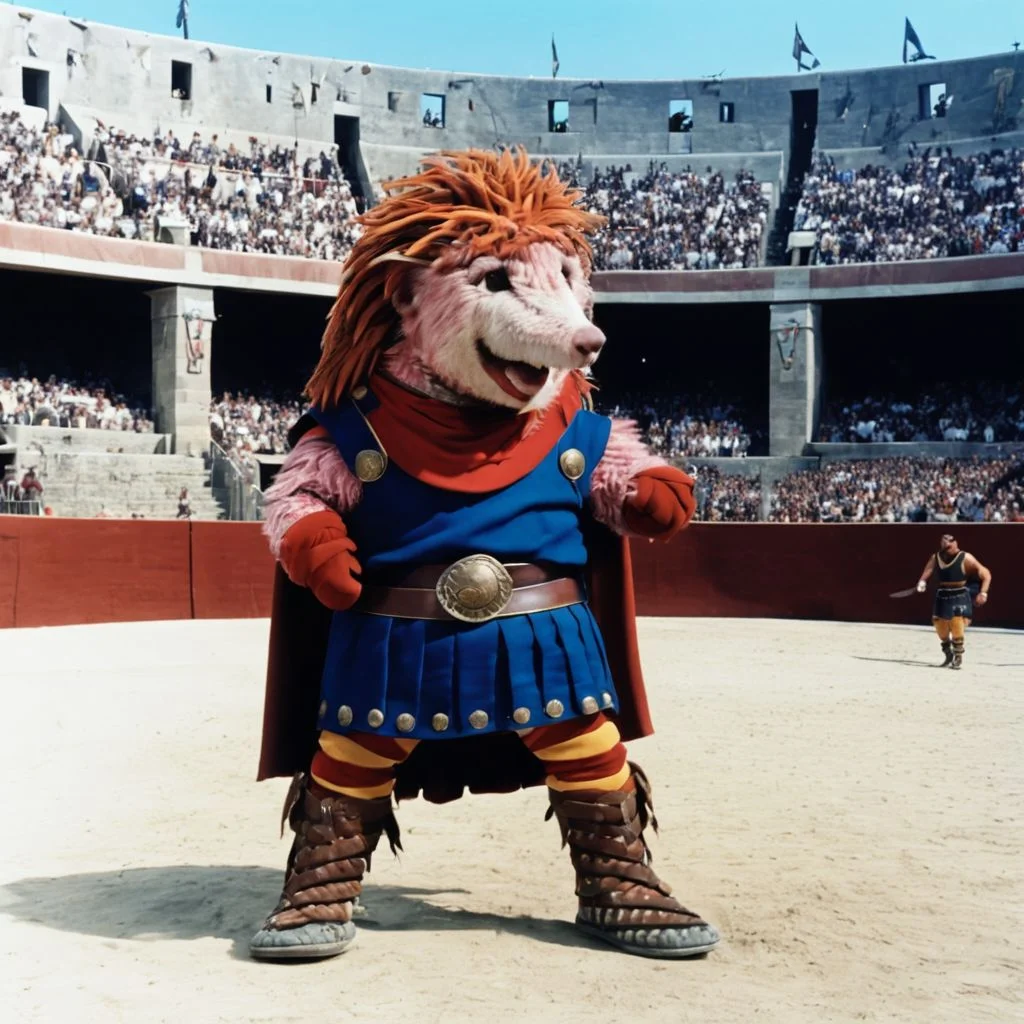 A photo of KippiBenKippod as a Gladiator fighting in the arena <lora:Kippi_Ben_Kippod_SDXL:1.0>