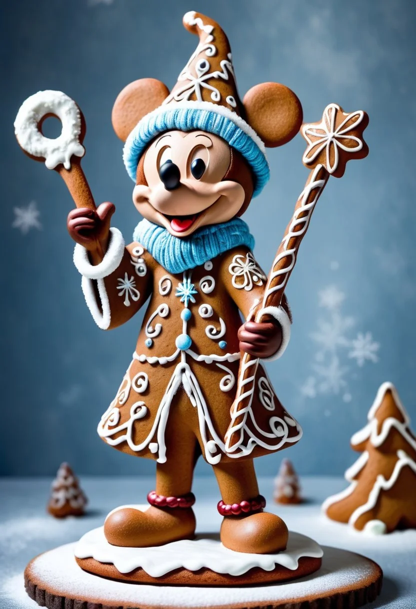 A wizard ,Mickey Mouse,winter.<lora:GingerbreadStyle_epoch_10:0.7>