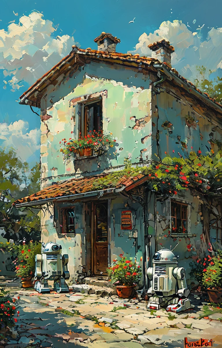 masterpiece,best quality,<lora:tbh5-sdxl:0.9>,illustration, portrait of Housework robots