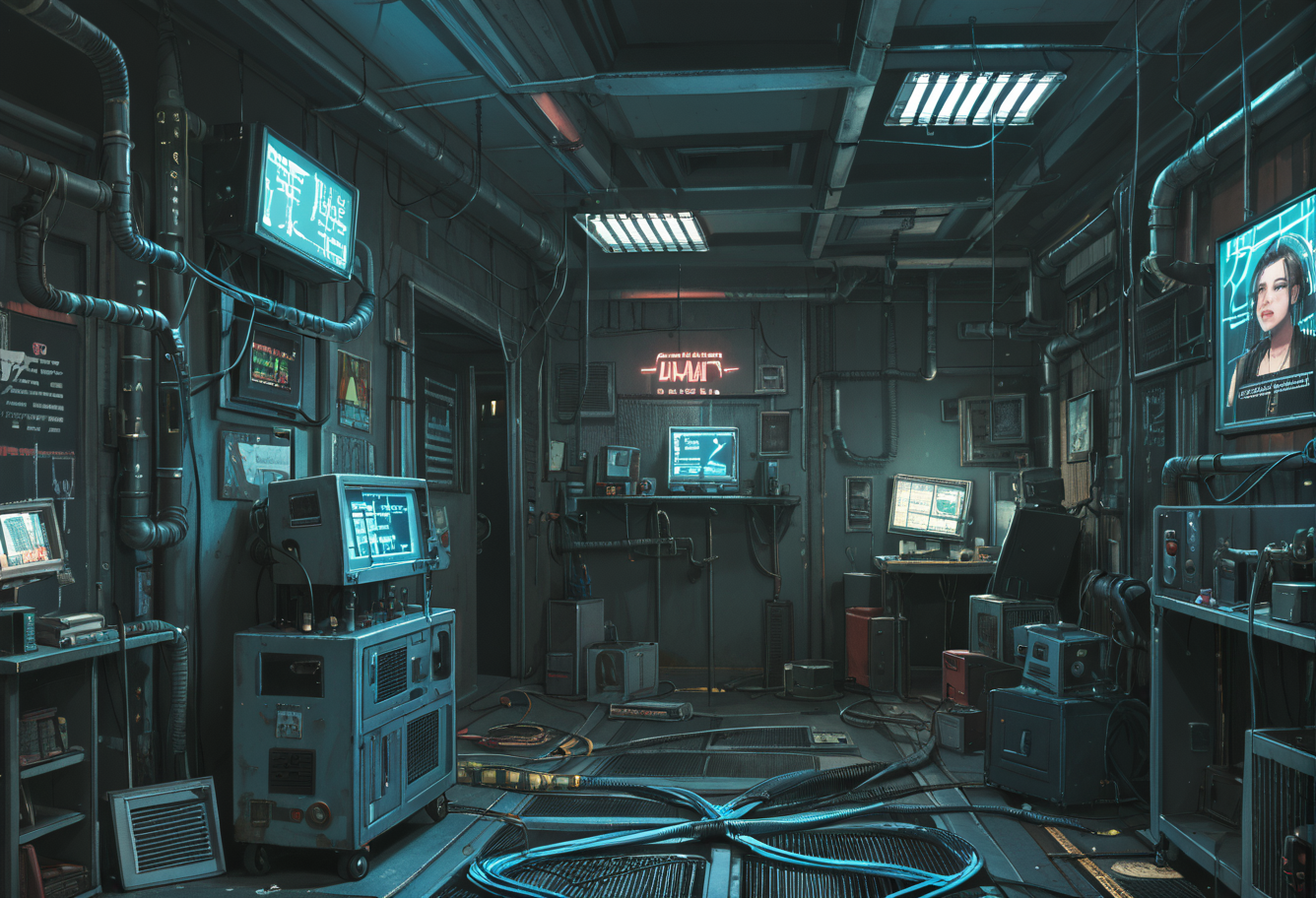 ,ruanyi0779,science fiction,neon lights,cable,industrial pipe,
indoors,bedroom,<lora:0779 science fiction world_v1_pony:1>, score_9,score_8_up,score_7_up,,8k,1girl,solo,