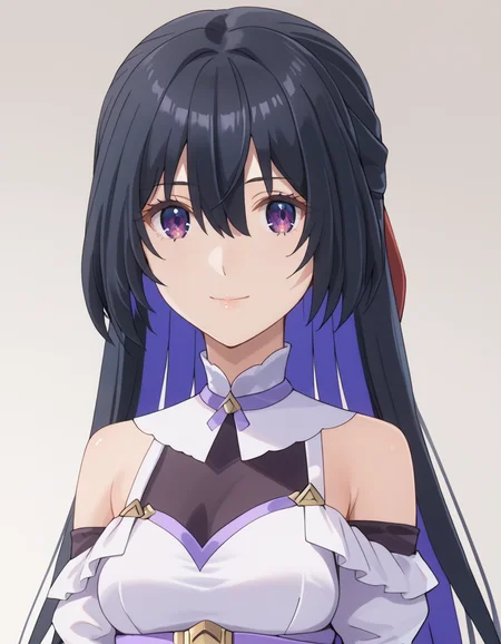 score_9, score_8_up, score_7_up, source_anime, BREAK
1girl, solo, looking at viewer, light smile, gradient background, upper body, portrait, front view,
long hair, multicolored hair, black hair, purple hair, half updo, hair between eyes, purple eyes
white dress, off-shoulder dress, detached sleeves, puffy sleeves, frills, belt, medium breasts,
tinasha (unnamed memory),
<lora:tinasha-unnamed_memory_s2-pxl-anime-soralz:1>