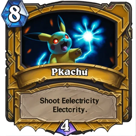 8 A ((Pikachu) shoot electricity Hearthstone Card <lora:SDXL-HearthstoneCard-Lora:0.8>