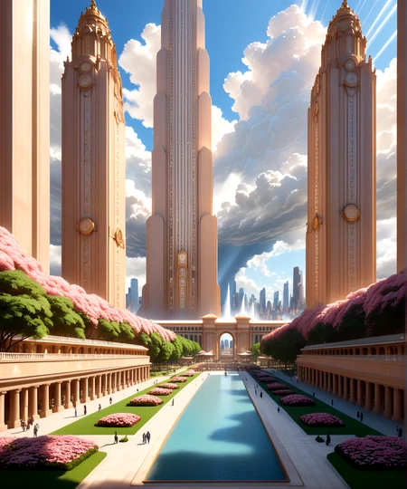 score_9, score_8_up, score_7_up,
<lora:Authoritarian_Architecture_(Architecture)_(SDXL)_(AD):0.8> authoritarian, scenery, building, city, cityscape, architecture, monumental architecture,
8K, In'ei, chiaroscuro, soft natural volumetric cinematic perfect light, perfect depth of field shot, ray tracing, photometry, beautiful, subsurface scattering, idealized modern city, wide beautiful boulevards, busy city center, parks and manicured lawn areas, large parks, plazas, skyscrapers, hyper detailed, art by Thomas Kinkade, detailed background, detailed photographic fluffy anime clouds, Unreal Engine, CGI render, absurdly detailed, modern era photograph, masterclass oil painting, made of sandstone and concrete, monumental skyscrapers, vivid white sandstone, rose sandstone, tan sandstone, marble,
BREAK zPDXL, zPDXLxxx, <lora:wowifierXL:0.2> art by mooncryptowow <lora:sdxl_lightning_8step_lora:0.4> <lora:detailed_notrigger:0.5>