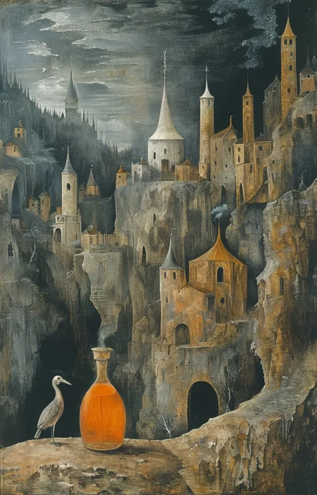 masterpiece,best quality,<lora:tbh180-sdxl:0.9>,illustration,style of Remedios Varo,