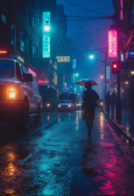 Raining cats and dogs, vibrant glow