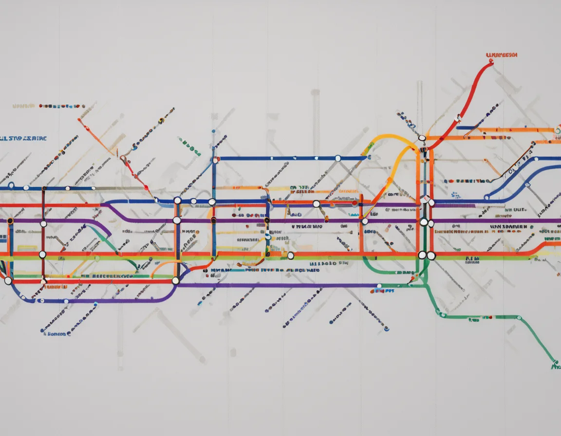 <lora:5ubw4ym4p_SDXL_SGX:1.0>illustration of a 5ubw4ym4p style map of the transit system in the United States. with colorful circles representing different cities and train lines, with a legend at the bottom section. 5ubw4ym4p is made up of multiple lines in different colors, including red, orange, yellow, green, blue, and purple. The lines are arranged in a grid-like pattern, with each line representing a different level of travel or activity. There are also several smaller dots scattered throughout 5ubw4ym4p, such as 'Airline' 'Car' 'Train' and 'Bus' shown as red, blue, green, yellow, orange, and purple. simple white background, highly detailed, sharp focus