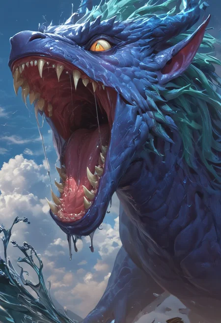 score_9, score_8_up, score_7_up, score_6_up, score_5_up, score_4_up <lora: envy Elemental water xl:1> water Elemental, water elemental dragon, swirling water body, transparent, ethereal, majestic, detailed digital art, expressive eyes, roaring, cloudy sky background, magical elements,