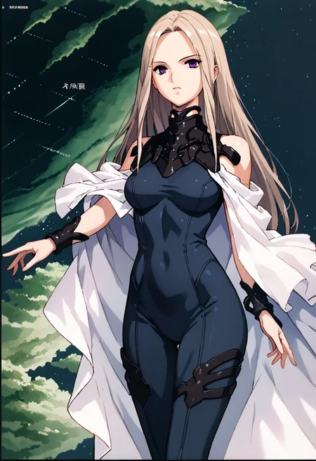 score_9, score_8_up, score_7_up, score_6_up, score_5_up, score_4_up, source_anime, maria nicoles, long hair, purple eyes, ultra detailed, best quality, masterpiece, space, stars