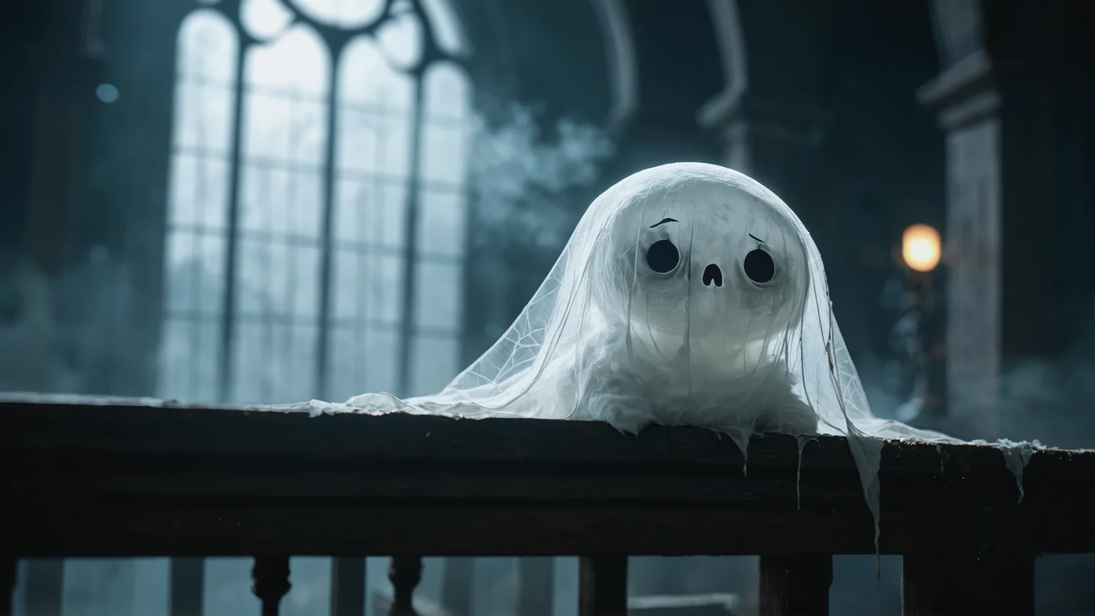 score_9, score_8_up, score_7_up, score_6_up, score_5_up,
old manion, indoors, big room,wide angle,
a lone white ghost creature, fluffy, in a dark mansion, all alone, cute, pale skin, transparent skin, cobwebs, foggy, misty,
bokeh, blurry background, face focus, dark, gritty, masterpiece, best quality, sharp_details, game_cg,