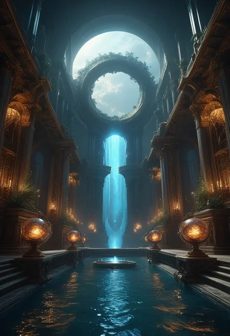 Bridges made of solidified music, Yamauba, cybernetic alloy palace with,
auroral-microbe rivers, Brutalist titanium panels, etheric-current elevators in, floating-nebula islands, Solarpunk hydroponic spirals style, blackhole accretion disk halos,
8K resolution, ultra-detailed cinematic composition, contemporary concept art style, volumetric magical atmosphere with ethereal glow, rich complementary color palette, vivid gradients and chiaroscuro contrast, dynamic perspective with layered depth of field, inspiring awe-inspiring mood, Unreal Engine 5 render quality, intricate textures, flawless anatomy, rule of thirds composition, luminous highlights, surreal ambiance, award-winning illustration, harmonious balance of light and shadow, photorealistic details, ArtStation trending, chromatic accents, nostalgic futurism, dreamlike serenity, bold creativity, professional finish, sharp focus, ambient background, fascinating dynamic motion,, Baroque art style, dynamic composition, dramatic lighting, rich colors, intricate details, professional-grade execution, captures the grandeur and theatricality of the Baroque period