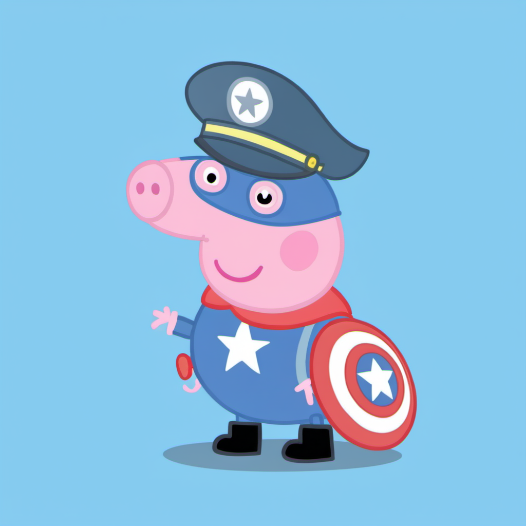 a cartoon peppa pig dressed as  captain america<lora:Peppa1024:0.7>