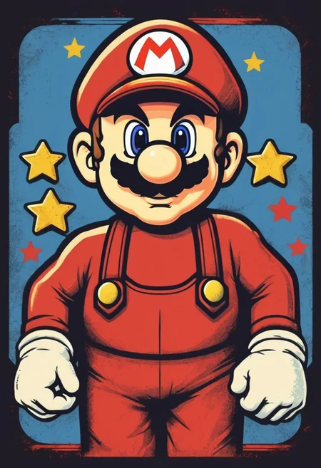 retro_tshirt, a retro super mario, flat,( square:1.1), <lora:retro_tshirt:1>