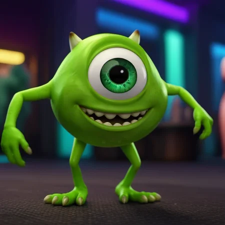 BobRazowski1024, a short green creature ((with one eye)), smile, dancing, nightclub, neon lights, detailed eyes, highly detailed , photography, ultra sharp, film, bokeh, professional, 4k, highly detailed   <lora:add-detail-xl:1.5>  <lora:BobRazowski1024-000360:0.8>
