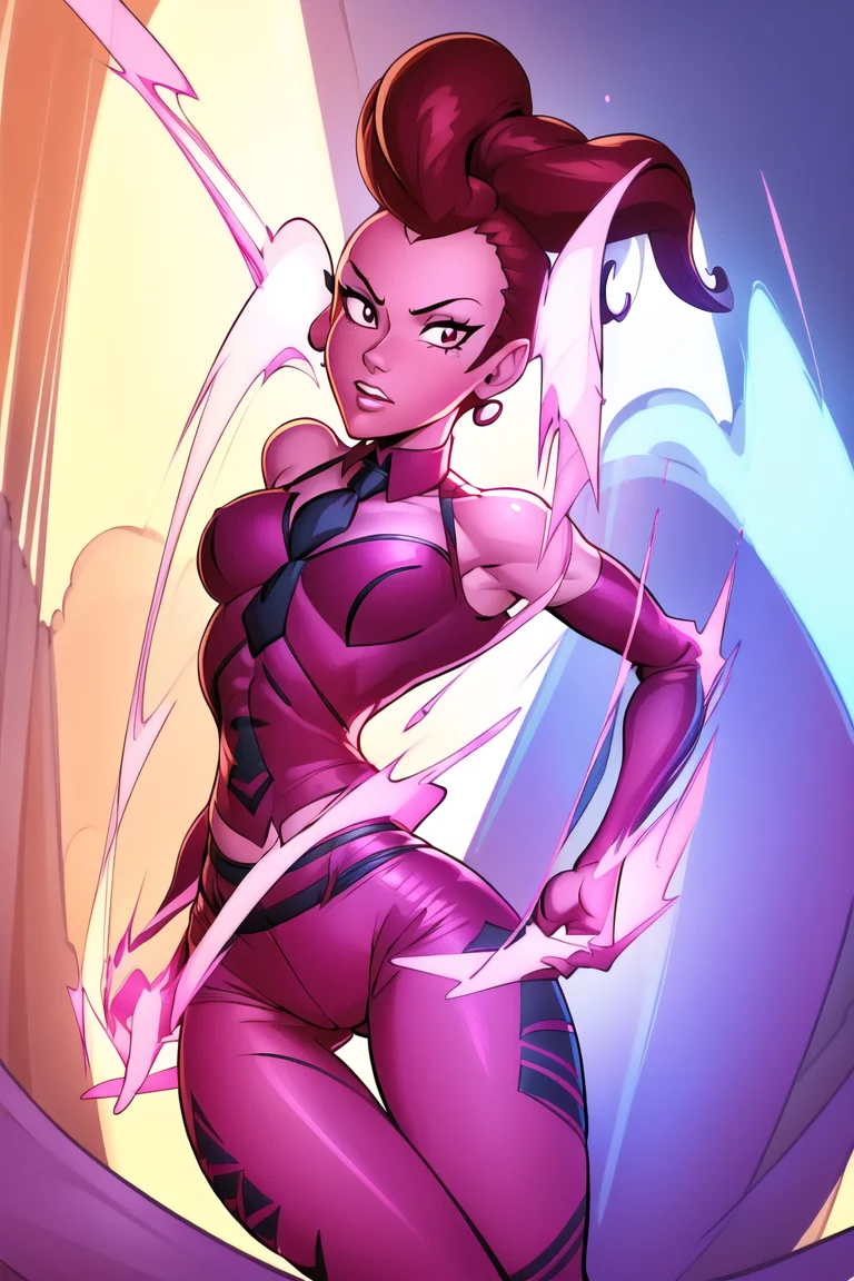 girl, (hotify:1.2), (drawing:1.4), (Bright,Hill Background:1.4),Muscular,Normal Breasts,(Thinking),Short Hair,Bouffant,(burgundy Necktie,cerulean Toreador Pants:1.3),Pokemon,Pink Dress ,(masterpiece,detailed,highres:1.4) <lora:super_toon:0.8>
