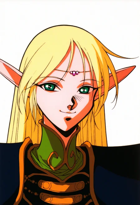 best quality, amazing quality, very aesthetic, absurdres, BREAK
1girl, deedlit, pointy ears, blonde hair, long hair, green eyes, circlet,
elf, armor, blue cape, shoulder armor,
solo, smile, looking at viewer, upper body, simple background, white background, <lora:RecordofLodossWarNoob_byKonan:1>