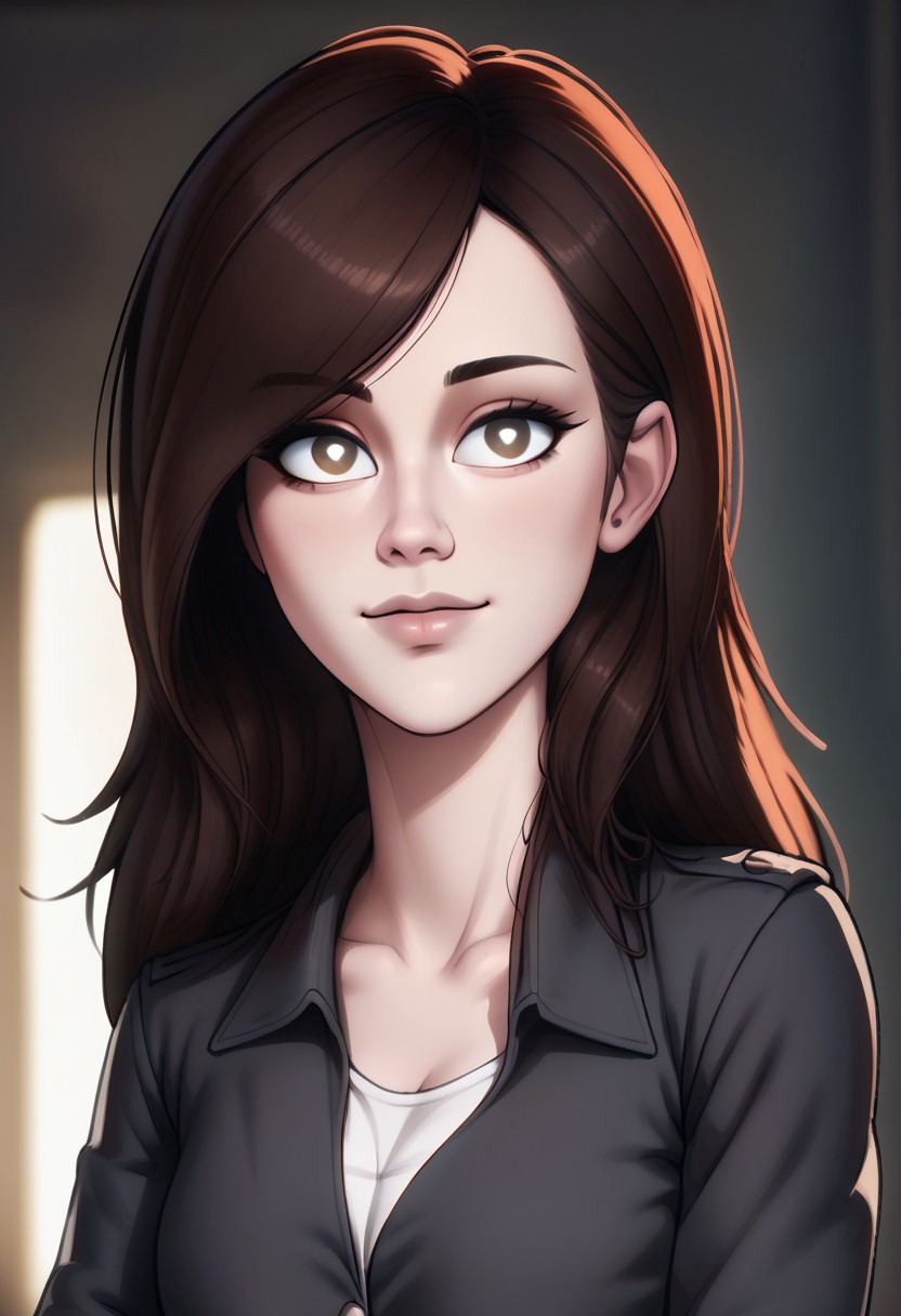 score_9, score_8_up, score_7_up, score_6_up, PRSNL_3_1,  uncensored, 1girl, pupils black dots, (((upper body))),
warm light,
(Realistic) 
 Brown eyes,