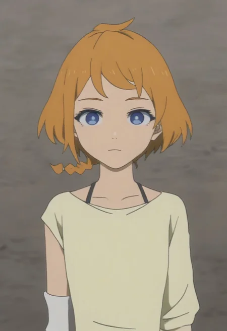 masterpiece, best quality, amazing quality, 1girl, solo,,, shiny skin,,,, <lora:natsume_deca-il:1> natsume_deca, short hair, blue eyes, braid, orange hair, shirt,