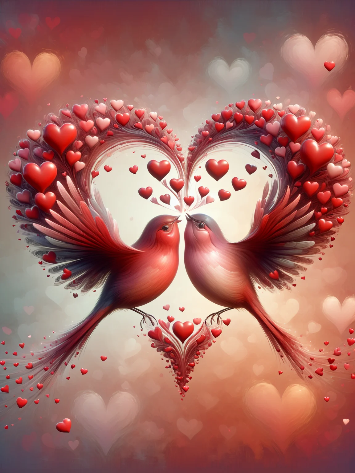 two birds forming a love heart shape <lora:Love_is_in_the_air_SDXL:1> mad-love, (masterpiece:1.2), best quality, (hyperdetailed, highest detailed:1.2), high resolution textures